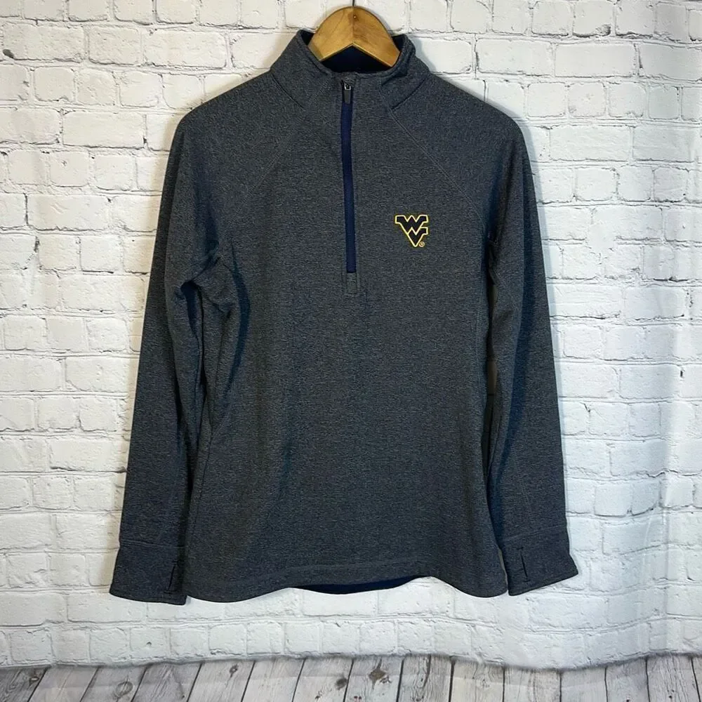 West Virginia Mountaineers WVU Quarter Zip Gray Sweatshirt size M‎ Medium